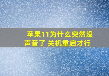 苹果11为什么突然没声音了 关机重启才行